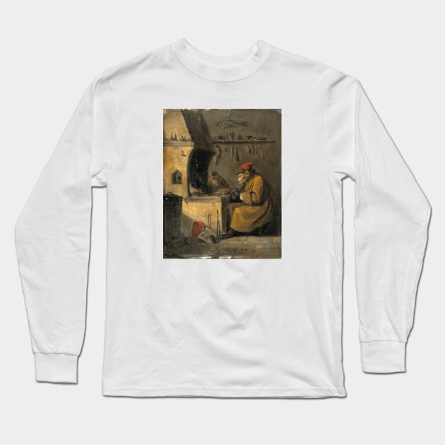 A Monkey Alchemist - Early 19th Century Painting by Edmund Bristow Long Sleeve T-Shirt by Naves